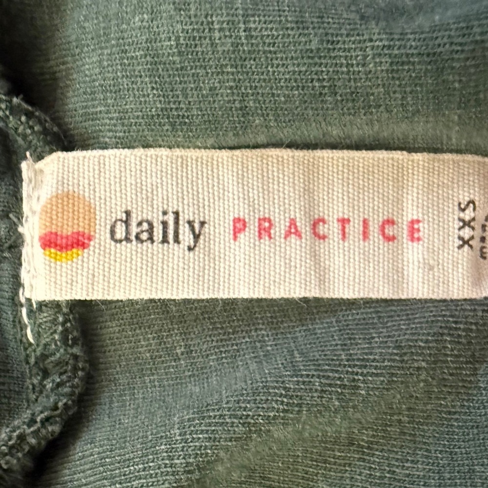 Anthropologie Daily Practice Hooded Maxi Dress Womens XXS Green‎ V-Neck Ruffle - Picture 5 of 6